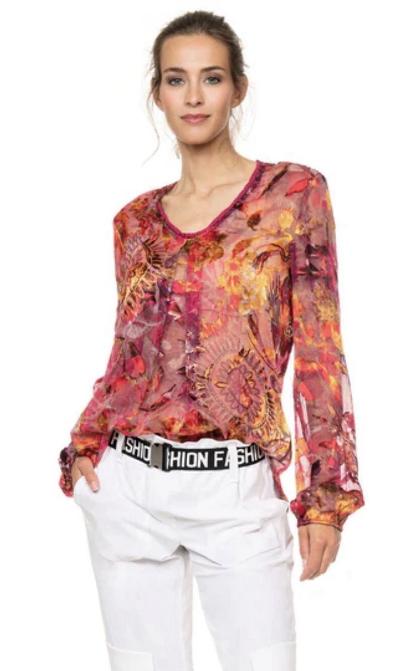 Beate Heymann women's 6 Blouse Top bohemian Long Sleeve silk bld street couture